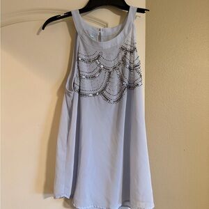Maurices Light Blue Sleeveless Blouse with Beaded Accents
